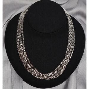 David Yurman Sterling Silver & 14k Yellow Gold 6 Strand Necklace 77.6G/16in